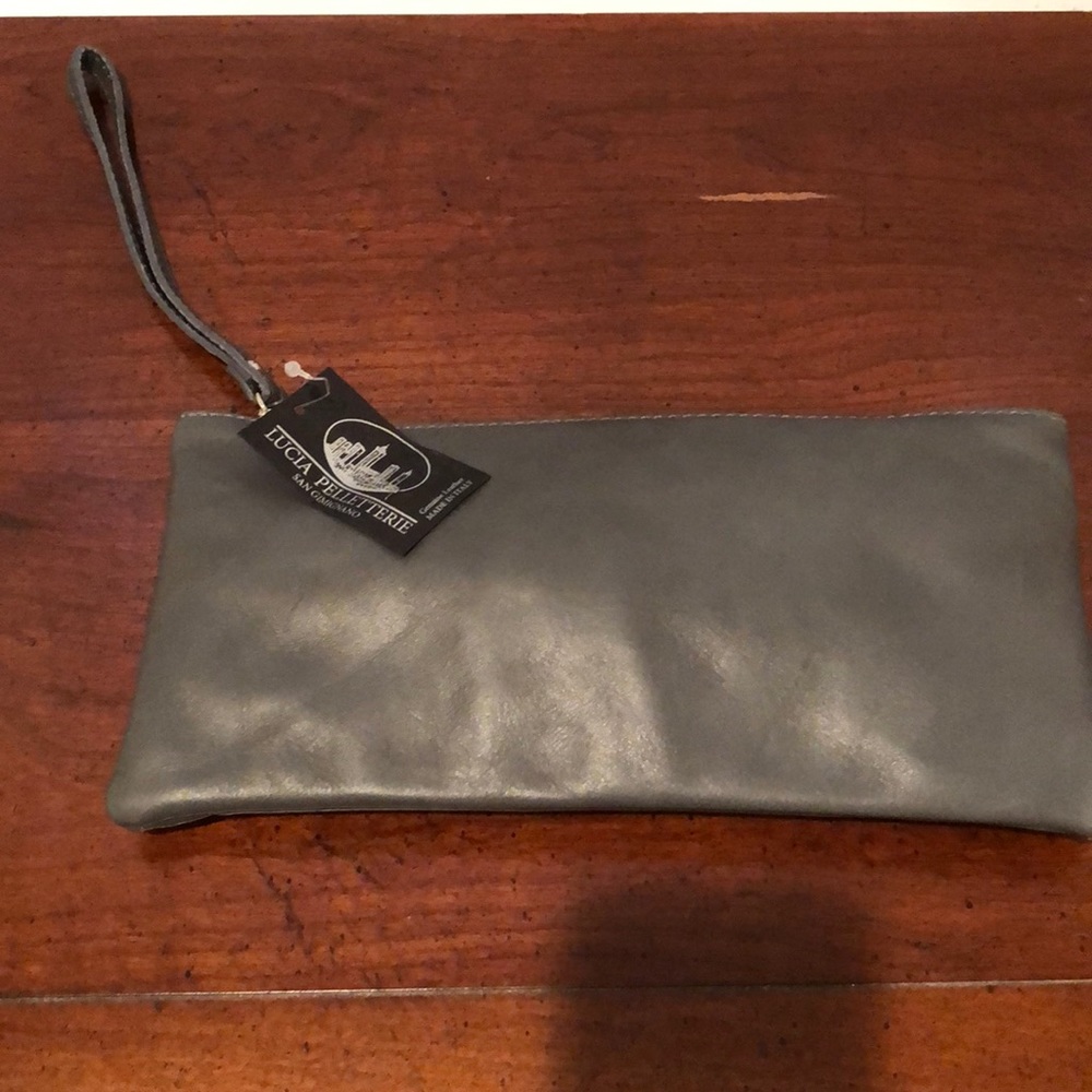 Grey leather wristlet (Italian leather)
